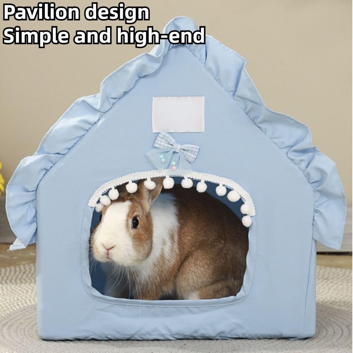 Bunny Tent Guinea Pig House Bed Cozy Hamster Cave Large Hideout for Dwarf Rabbits Hedgehog Bearded Dragon Nest Hamster Cage Accessories (Blue)