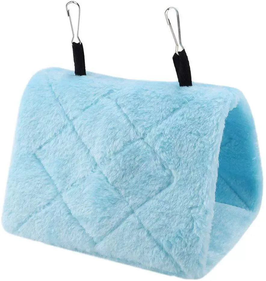 2Pcs Bird Tent Plush Hammock Warm Hut Hanging Nest for Cage 17*12*13cm Snuggle Sleeping Bed Parrot Hideaway Cave for Parakeet Cockatiels Cockatoo Lovebird（blue）