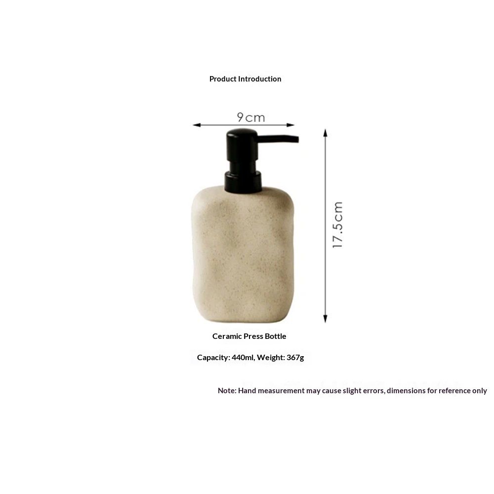 Modern Ceramic Soap Dispenser, Beige Speckled Finish, Black Pump Top, Refillable Liquid Container for Bathroom Kitchen(440 ml)