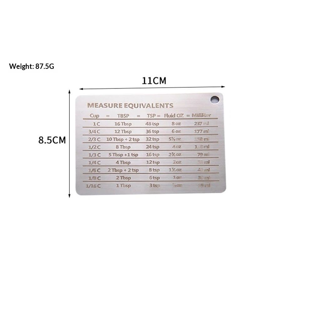 2pcs Measurement Conversion Chart Refrigerator Magnet,Stainless Steel Measure Equivalents Conversions for Cups, Tablespoons, Teaspoons, Fluid Oz and Milliliters