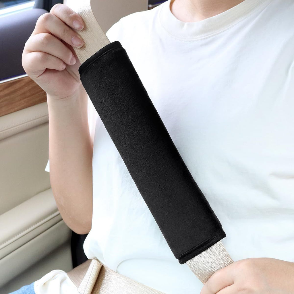 2pcs Universal Car Seat Belt Shoulder Protector Pad,Handbags, Backpacks, Child Straps Protect Your Shoulders and Neck for Adults and Children 25cm(Black)