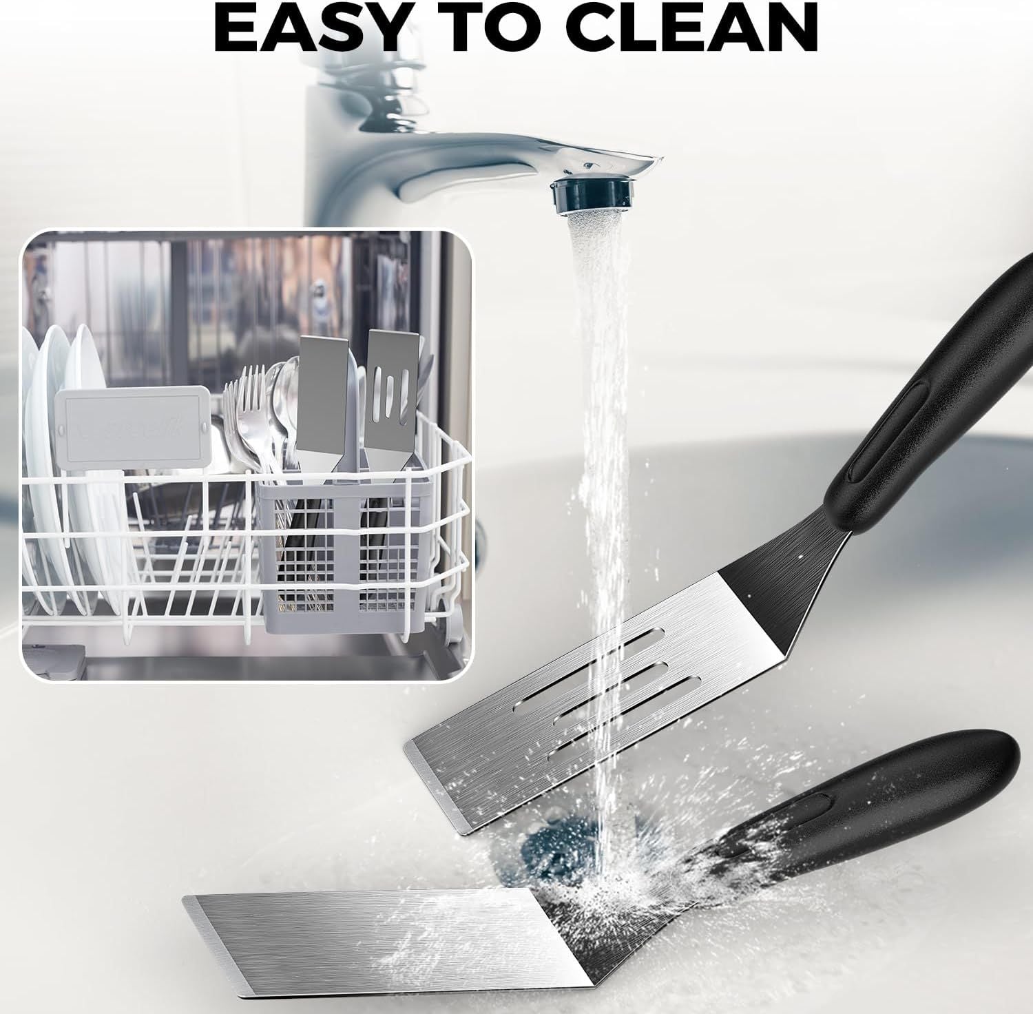 Stainless steel frying shovel, cooking small shovel, teppanyaki pancake scraper, steak cake shovel, creative kitchen tool（Solid+hollow shovel）