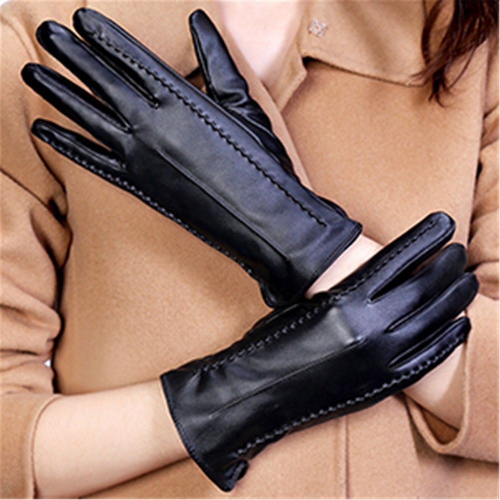 Leather Gloves for Women Winter, Touchscreen Gloves for Cold Weather with Warm Lining  Women's Touchscreen Texting Driving Winter Warm （Black）