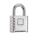 1-piece set of heavy-duty 4-digit password lock, one click unlock, error proof function, waterproof large outdoor padlock, suitable for school gym storage cabinets, fences, doors, storage units (silver)