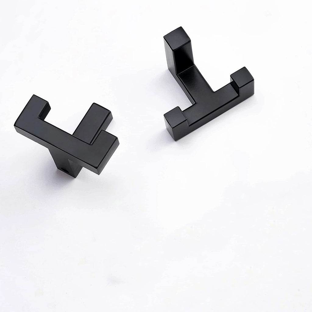 2 Pack Heavy Duty Double Claw Coat Hook Wall Mount with Screw Retro Double Coat Hook Utility Hook for Coats, Scarves, Bags, Towels, Keys, Hats, Mugs, Hats (Black)