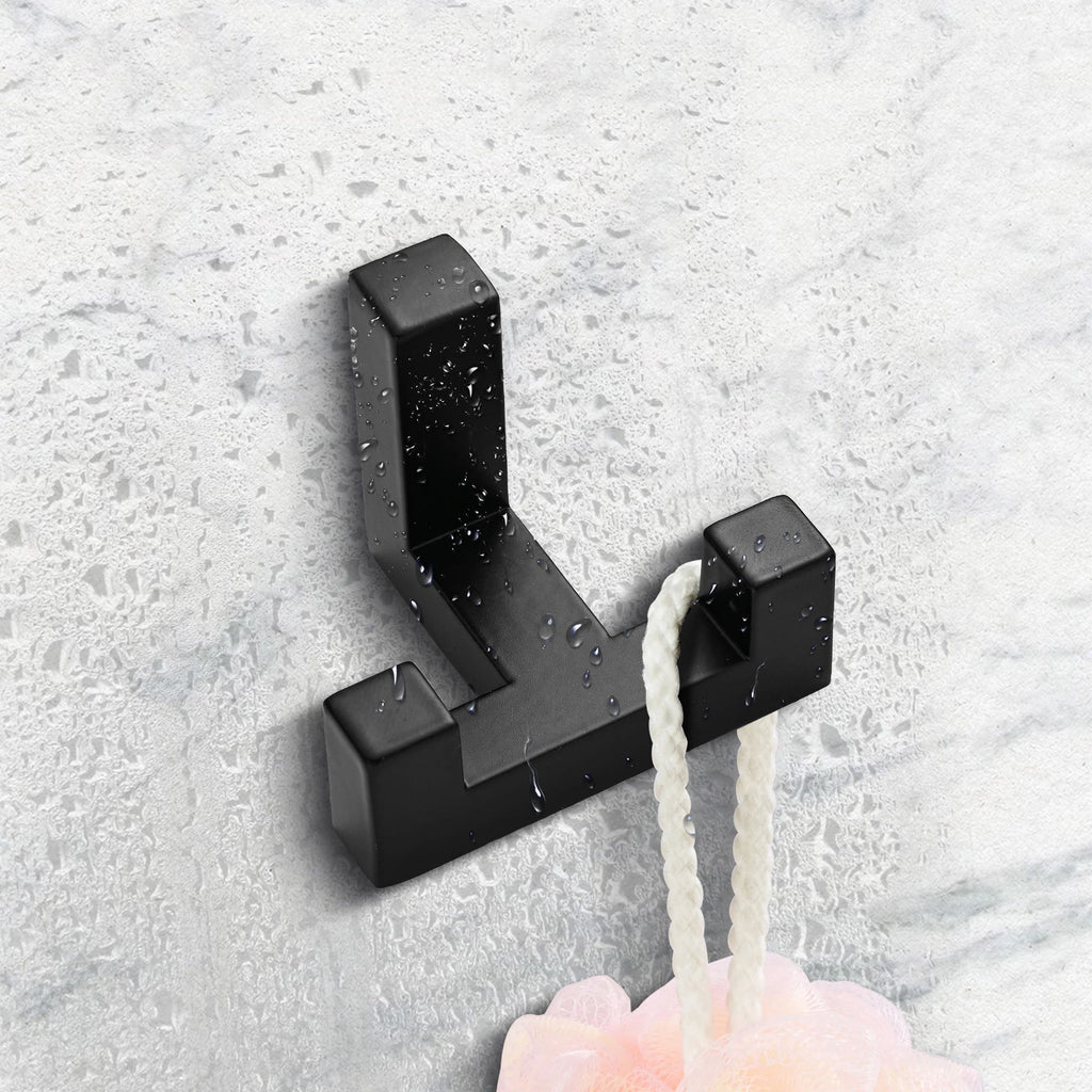 2 Pack Heavy Duty Double Claw Coat Hook Wall Mount with Screw Retro Double Coat Hook Utility Hook for Coats, Scarves, Bags, Towels, Keys, Hats, Mugs, Hats (Black)