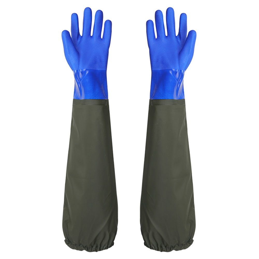 Aquatic, seafood, fishing gloves, dishwashing, car washing, extended anti slip, wear-resistant, waterproof, acid alkali resistant, and cutting protective gloves（blue）