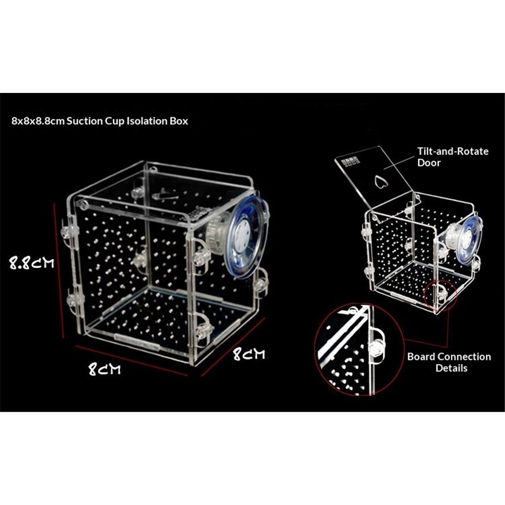 Acrylic Fish breeding Box, Acrylic Fish Isolation Box, Fish Separator for Aquarium, Hatchery Incubator with Suction Cups for Small Baby Fishes Shrimp Clownfish Guppy