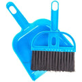 2pcs Pet Cage Broom Brush Dustpan Set - Small Cat Litter Sweeper for Pet Cage Clean and Car Keyboard Brush (Blue)