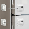 Refrigerator Lock (2 Pack), Heavy Duty Combination Fridge Lock, for Fridge, Cabinets, Window, Drawers and Child Safety Cabinet Lock,  No Drilling (White)