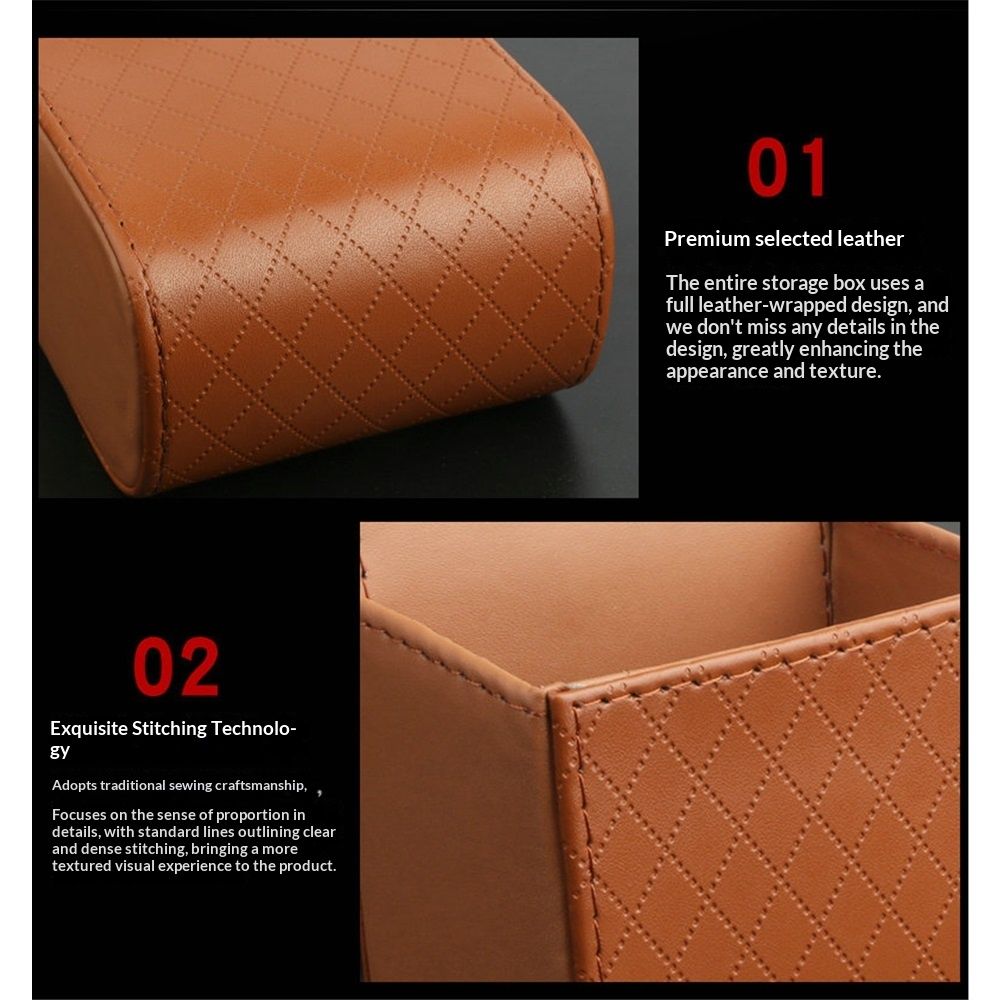 2x Car Vent Storage Bag PU Leather Dashboard Organiser Pocket Hook Brown