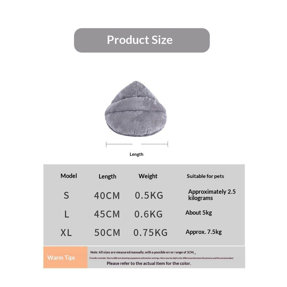 Pet tent cave bed suitable for small and medium-sized cats and dogs, sleeping bag, thick and warm slippers, comfortable dog bed, triangle bed suitable for cats and dogs (gray S)