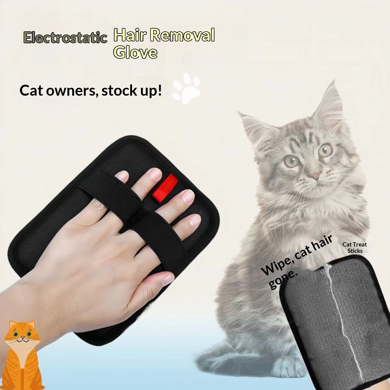 Pet Hair Remover Gloves for Cats & Dogs, Electrostatic Pet Hair Removal Gloves Brush for Pets Hair,  Animal Fur Removal Tool, Reusable Cats & Dogs Grooming Gloves for Hair Removal (2pcs)