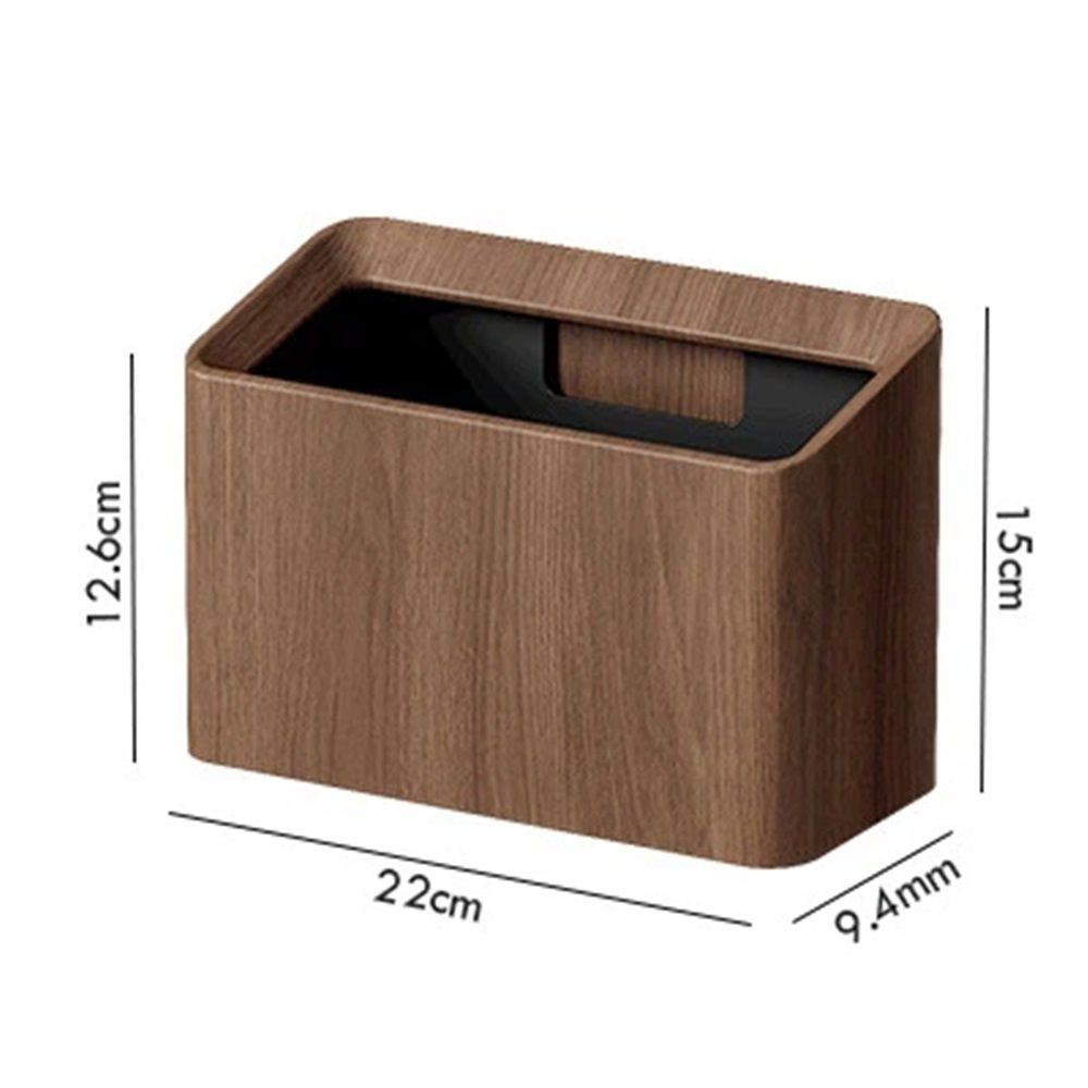 Mini Desk Trash Can, Desktop Trash Can Wood Grain, Uncovered Retro Wastebasket for Kitchens, Offices, Living Room, Makeup Table (Walnut color )