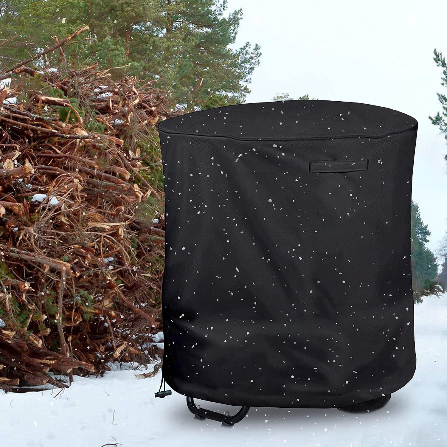 Waterproof Heavy-Duty Wood Chipper Shredder Mulcher Cover for Wood Chipper Shredder Mulcher and Leaf Mulcher(420D：85*110cm),Black
