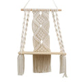 Wall Hanging Shelf - Tier Wall Shelves with Handmade Woven Rope - Boho Shelves Organizer Hanger for Kitchen, Bathroom, Home Storage, Floating Indoor Plant Wall Shelf (white)