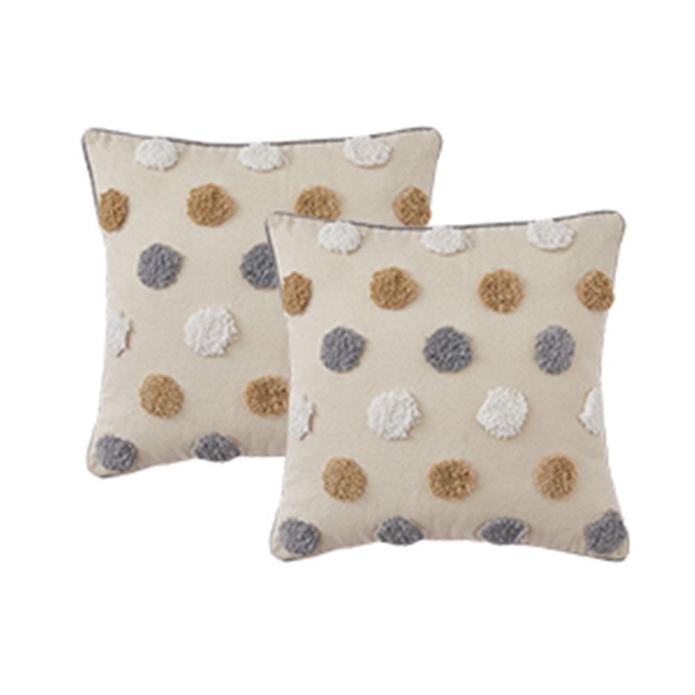 Simple&Opulence Boho Throw Pillow Covers 45*45cm Set of 2, Tufted Jacquard Cotton Canvas Cushion Cases, Fluffy Soft Farmhouse Textured Pillowcase for Outdoor Couch Bed Car Decor (Excluding core)