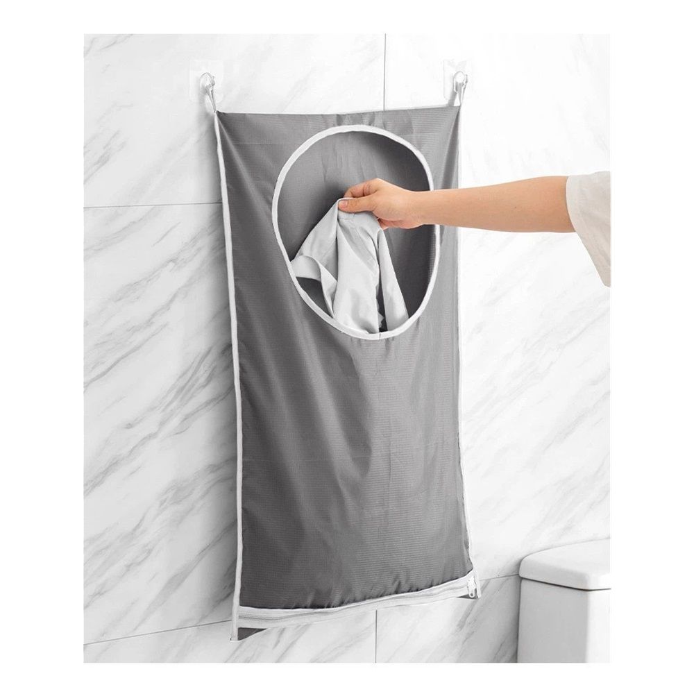Hanging Laundry Hamper Bag with 2 Different Types of Hooks, Door Laundry Hamper Storage Bag for Dirty Clothes, Blankets, and Toys (Grey, 2-Pack)