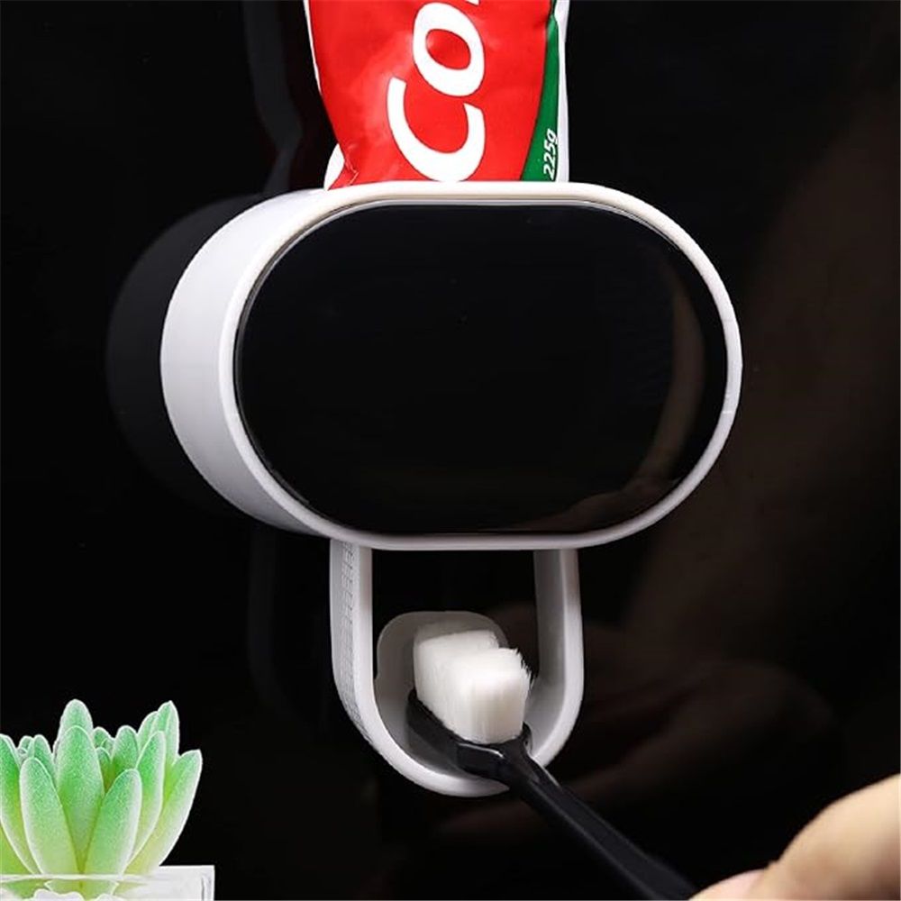 Toothpaste Dispenser Wall Mount for Bathroom Automatic Toothpaste Squeezer, Black,Visualization of Toothpaste Flow Rate (Black G)
