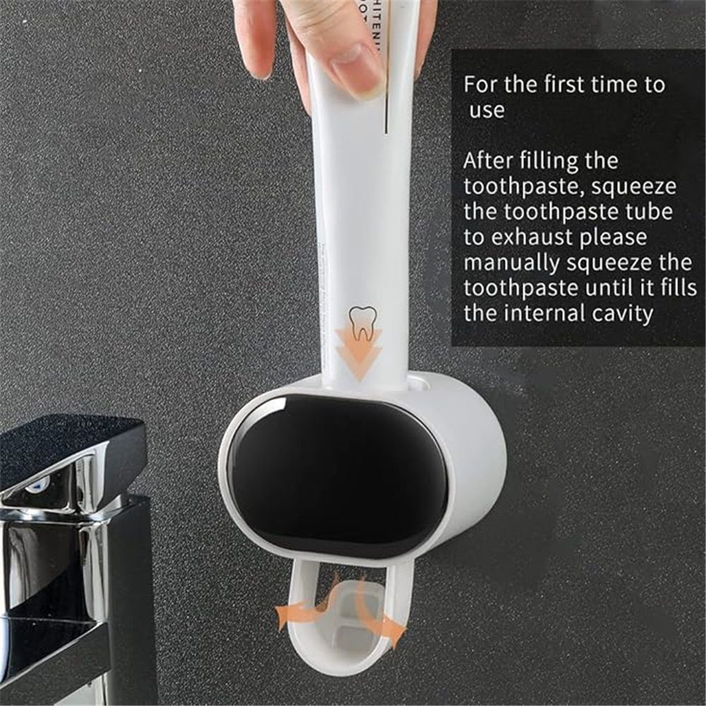 Toothpaste Dispenser Wall Mount for Bathroom Automatic Toothpaste Squeezer, Black,Visualization of Toothpaste Flow Rate (Black G)