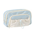 Pencil Case, Cute Pencil Pouch,Series Large Capacity Drawstring Pencil Cases , simple pencil case for junior high school and high school students(blue)