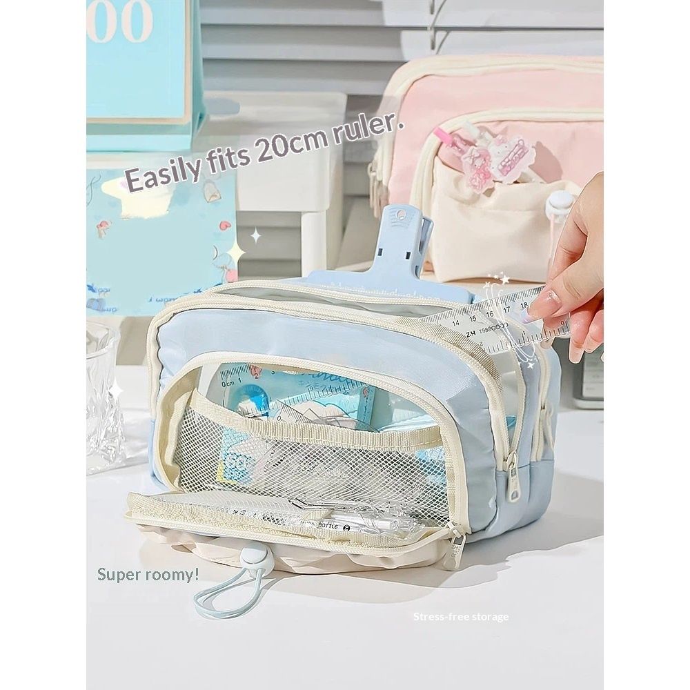 Pencil Case, Cute Pencil Pouch,Series Large Capacity Drawstring Pencil Cases , simple pencil case for junior high school and high school students(blue)