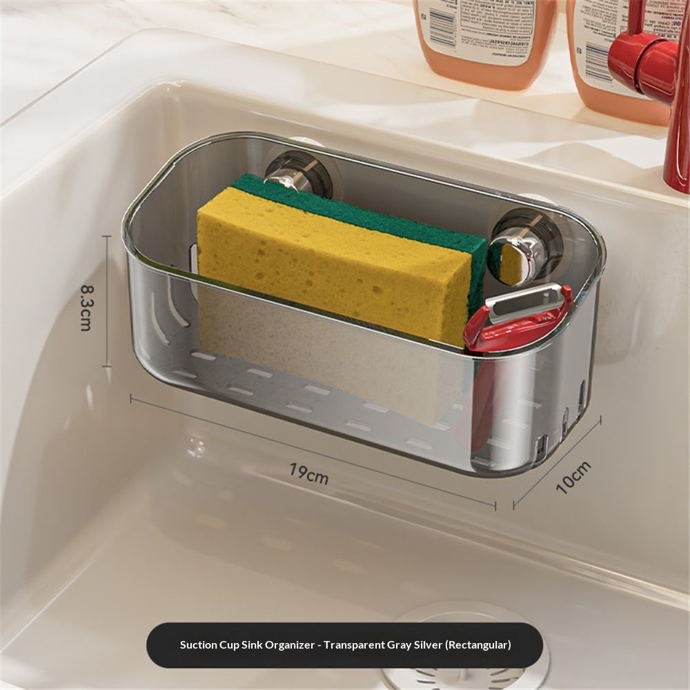 Plastic lock suction wall storage basket storage box for bathroom showers, bathtubs, and mirrors - transparent(grey)