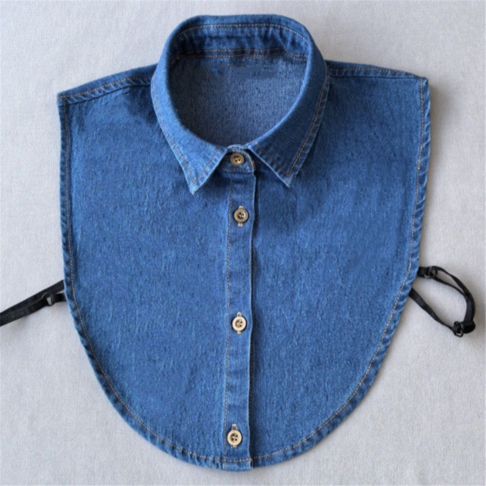 2pcs Denim Fake Collar Shirt Detachable,Versatile Accessories  Collars Blouse Top for Women Girls Decorative Favors（navy blue）