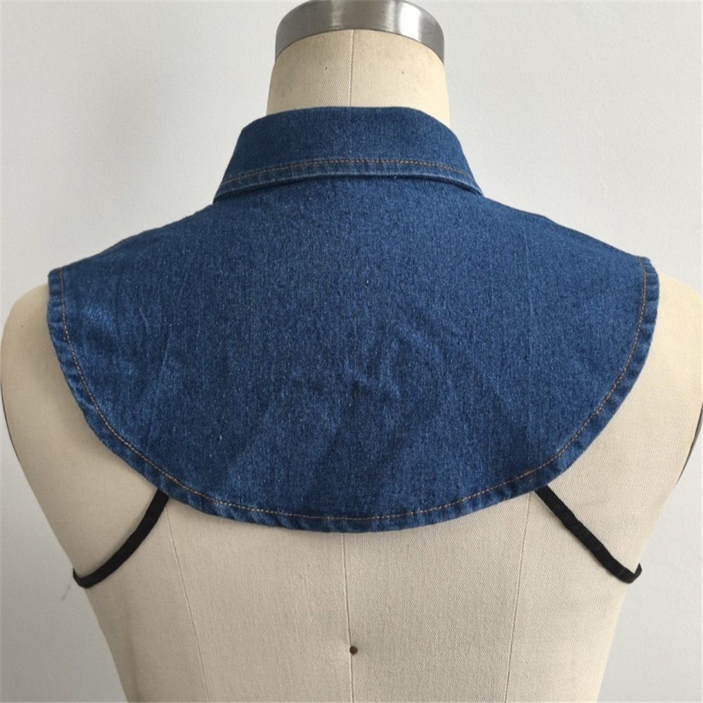 2pcs Denim Fake Collar Shirt Detachable,Versatile Accessories  Collars Blouse Top for Women Girls Decorative Favors（navy blue）