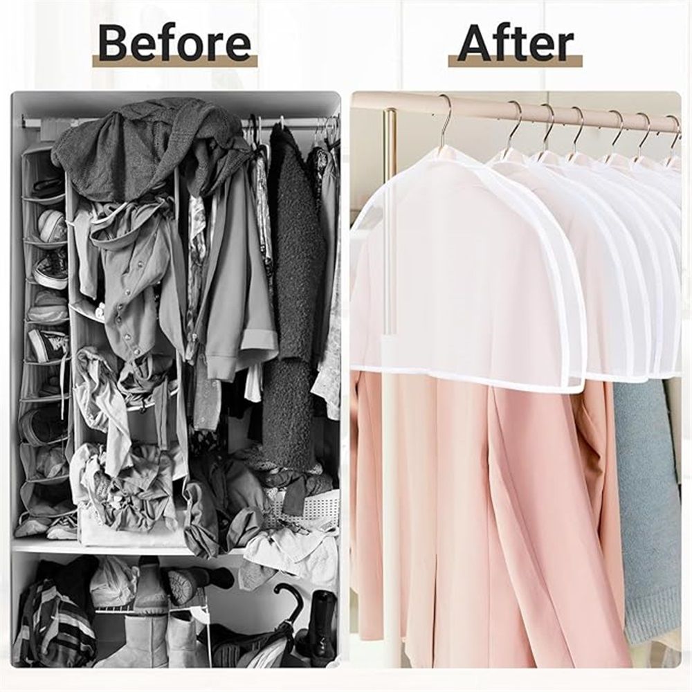Shoulder Covers for Hanging Clothes,  Pack of 12, Shoulder Cover for Closet Storage, Breathable Clear Plastic Clothes Cover for Hanging T Shirt, Suit, Coat, Jacket, Dress, Gown