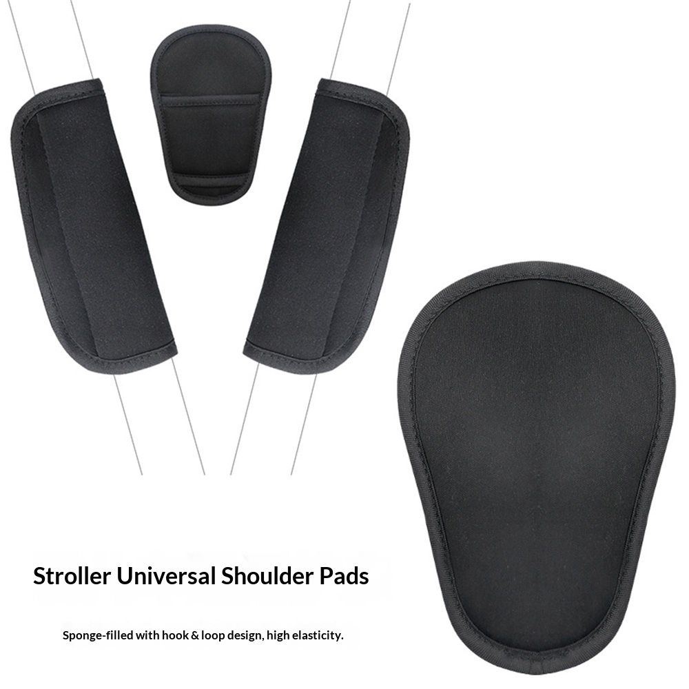 two sets 3 Pieces Shoulder Crotch Pad Compatible with Car Seat Stroller High Chair, Harness & Strap Comfort Cushion （black）