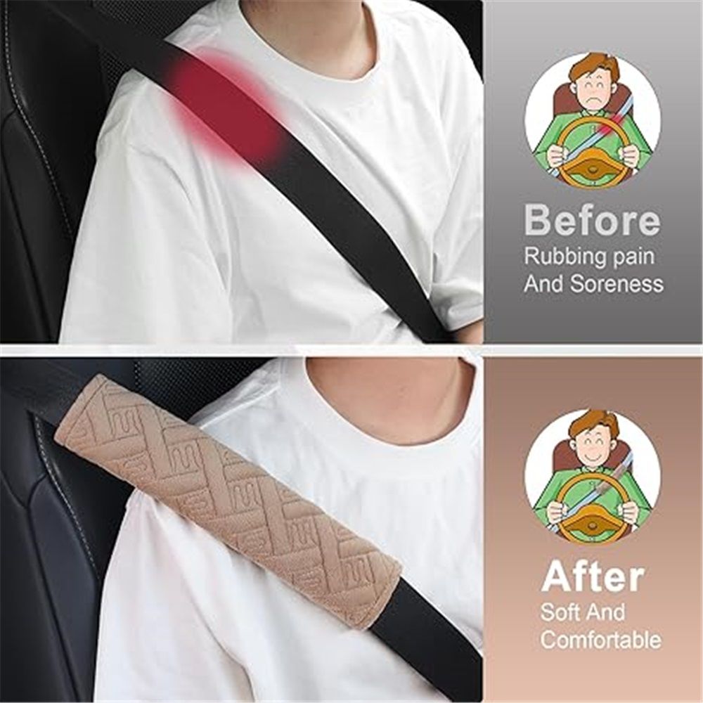Auto Seat Belt Cover Seatbelt Shoulder Pad Cushions 4 PCS for a More Comfortable Driving Universal Fit for All Cars and Backpack（M khaki）
