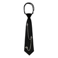 Black Tie for Women Girls Pre-Tied Womens Tie with Metal Chain Accessories Adjustable Necktie for School Shirt