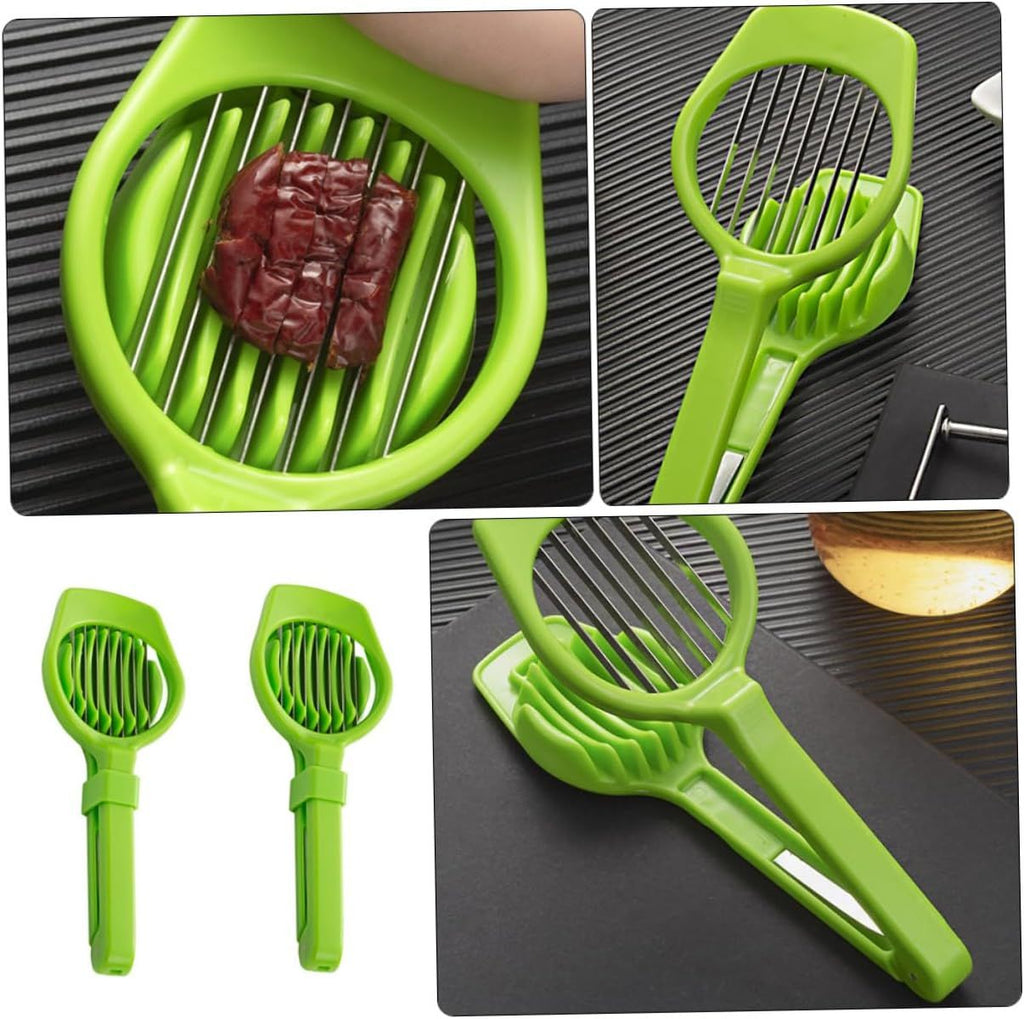 2pcs Egg Cutter, Hard Boiled Eggs Slicers Handheld Fruit Divider Vegetable Slicing Tool for Mushroom Strawberry Cherry Tomato Kiwi Kitchen Gadgets（Green）