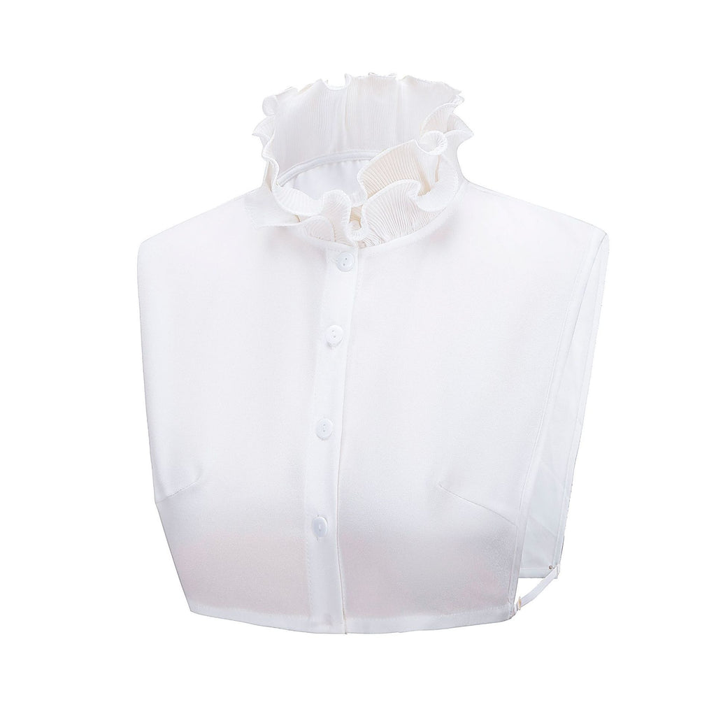 2pcs detachable ruffled collar, lace up design, half shirt, women's collar, clothing accessories collar, multifunctional shirt accessories(BLack+White）