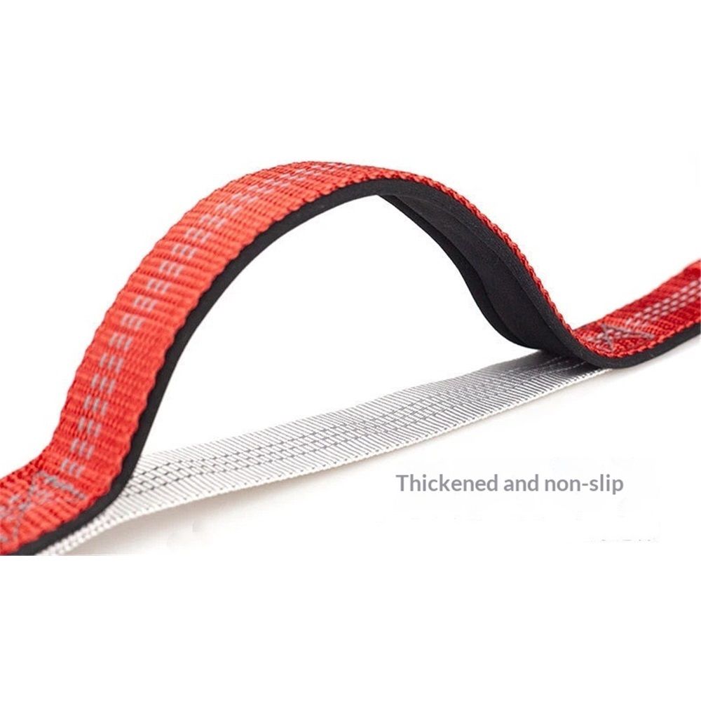 Tuff Mutt Hands Free Dog Leash for Walking Running Hiking, Waist Leash with Bungee, Adjustable Belt, Reflective Double Handle Design for Large Medium Dogs Red (with foam)