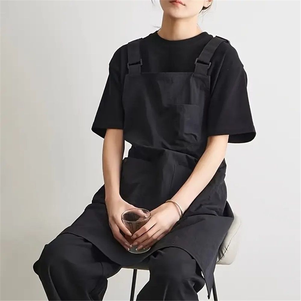 Vest apron 3 pockets,  apron, cafe restaurant work clothes, barbecue barber Tower Velvet vest  apron（black）