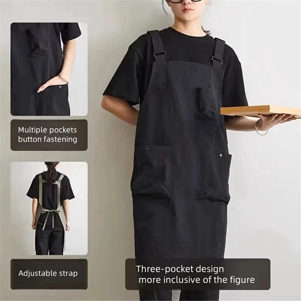 Vest apron 3 pockets,  apron, cafe restaurant work clothes, barbecue barber Tower Velvet vest  apron（black）
