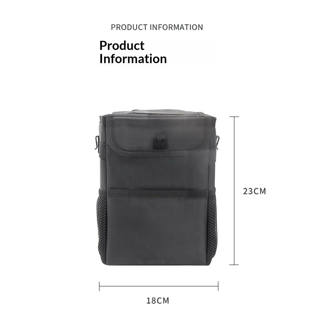 Car Garbage can with lid Leak Proof Vehicle Trash Can 3 Storage Pockets Hanging Waterproof car Trash Bag for SUV Black