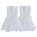 4pcs  gloves with white sleeves and women's sexy lace elastic bracelet cuffs, suitable for role-playing, weddings, tea parties, and masquerade parties.  White