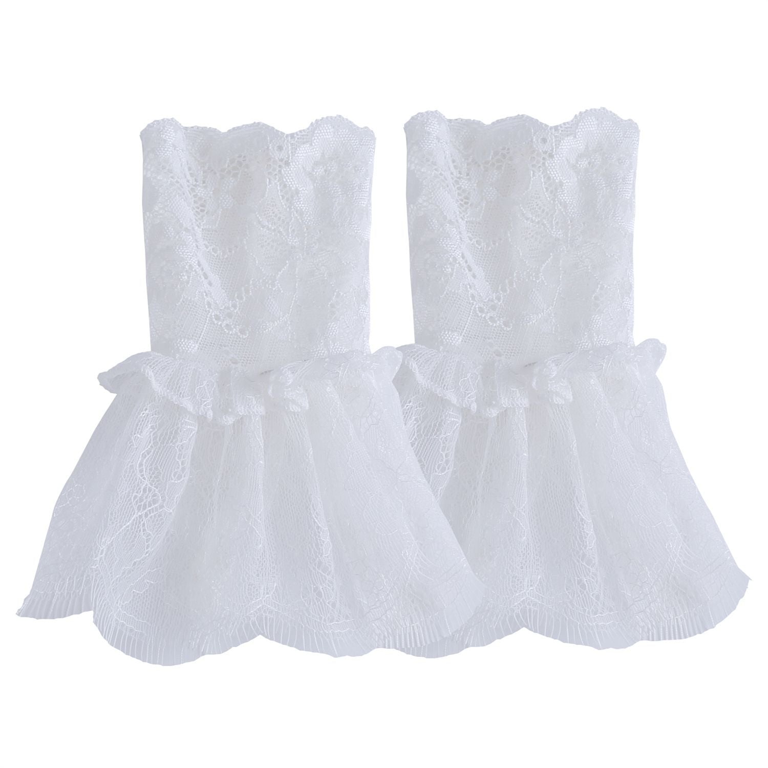 4pcs  gloves with white sleeves and women's sexy lace elastic bracelet cuffs, suitable for role-playing, weddings, tea parties, and masquerade parties.  White