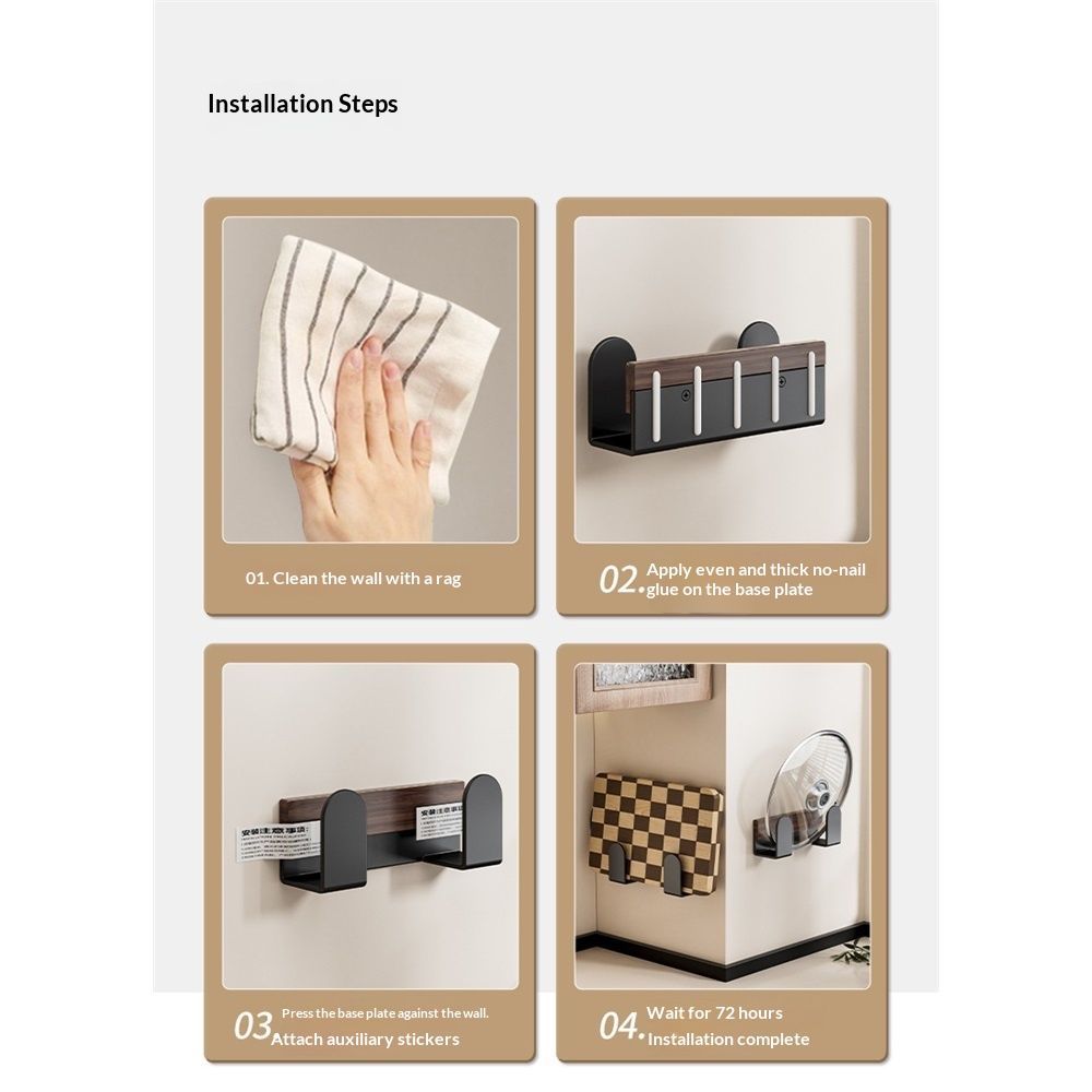 Adhesive board rack, wall mounted steel adhesive board rack storage rack, self-adhesive, kitchen cooking utensil tool rack(cutting board rack)