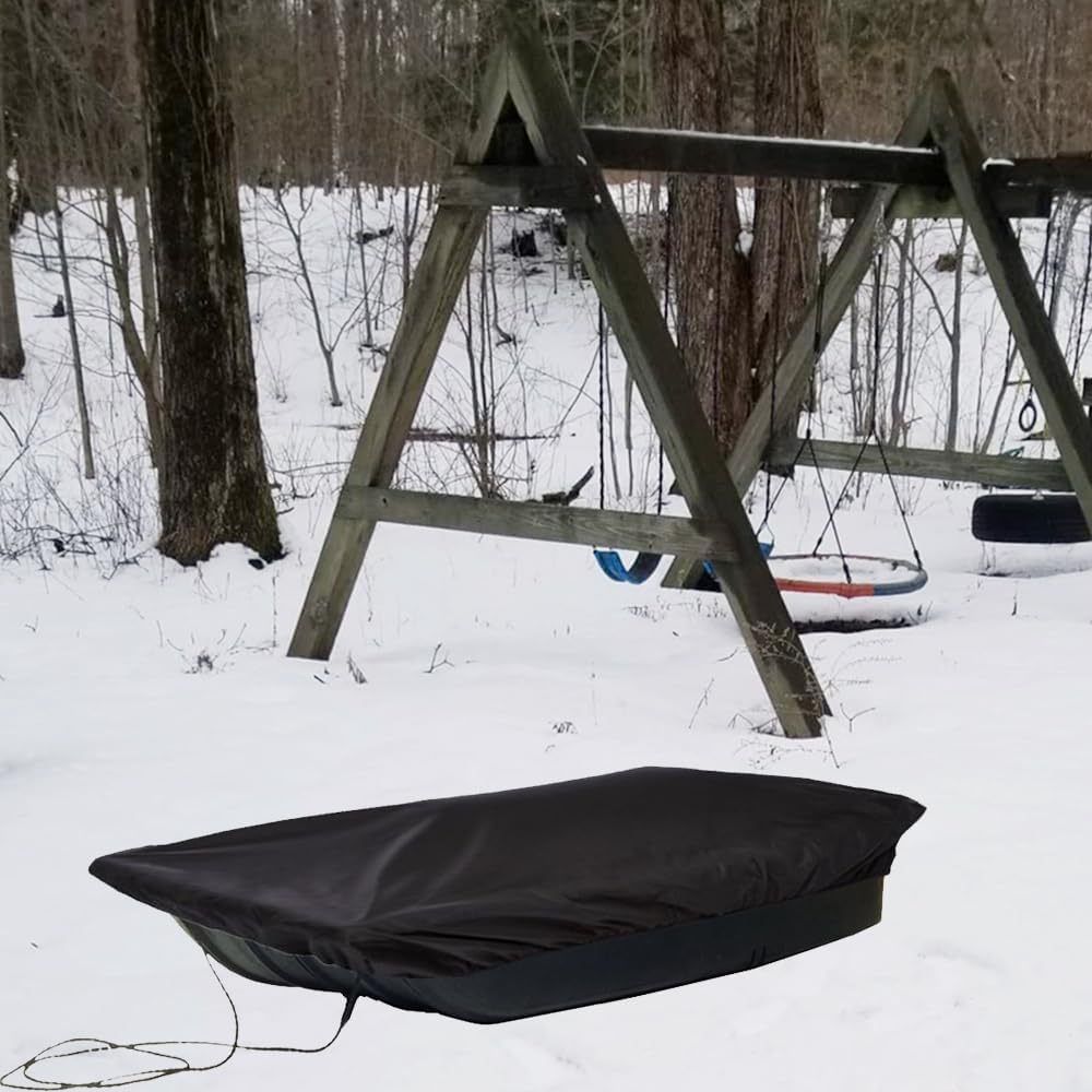 Oxford Cloth Ice Fishing Jet Sled Cover Ice Fishing Gear Accessories Waterproof Sun-Protection Sled Travel Cover for Outdoor Activities Winter Camping Hunting（420D：110*54*21cm black）