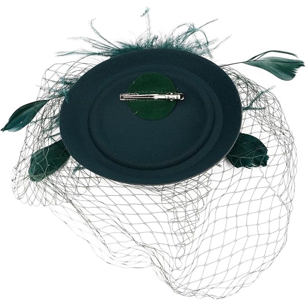 Womens Fascinators Hats Vintage  Hat  Hat Cocktail Tea Party Headwear with Veil for Girls and Women（Green）