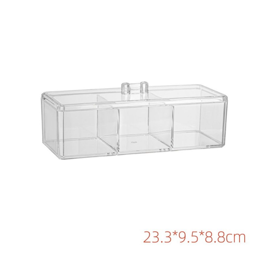 3-Compartment Clear Acrylic Rectangular Stackable Organizer with Lid, Multi-Sectional Drawer Tray, Storage Solution for Makeup, Craft Supplies, for Bathroom, Kitchen, Office (1, Clear)
