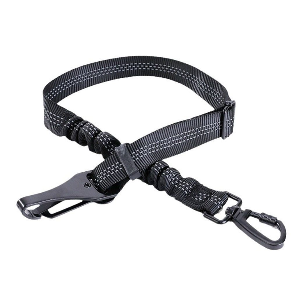 Dog Seat Belt 3-in-1 Car Harness for Dogs Adjustable Safety Seatbelt for Car Reflective Bungee Dog Car Harness with Clip Hook Latch & Buckle, Swivel Carabiner (Black)