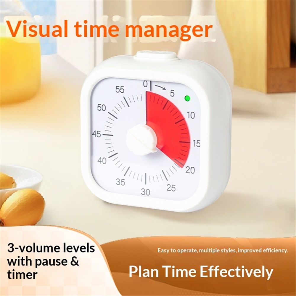 60 Minute Kids Visual Timer Home Edition - for Homeschool Supplies Study Tool, Timer for Kids Desk, Office Desk and Meetings with Silent Operation (white,Battery not included)