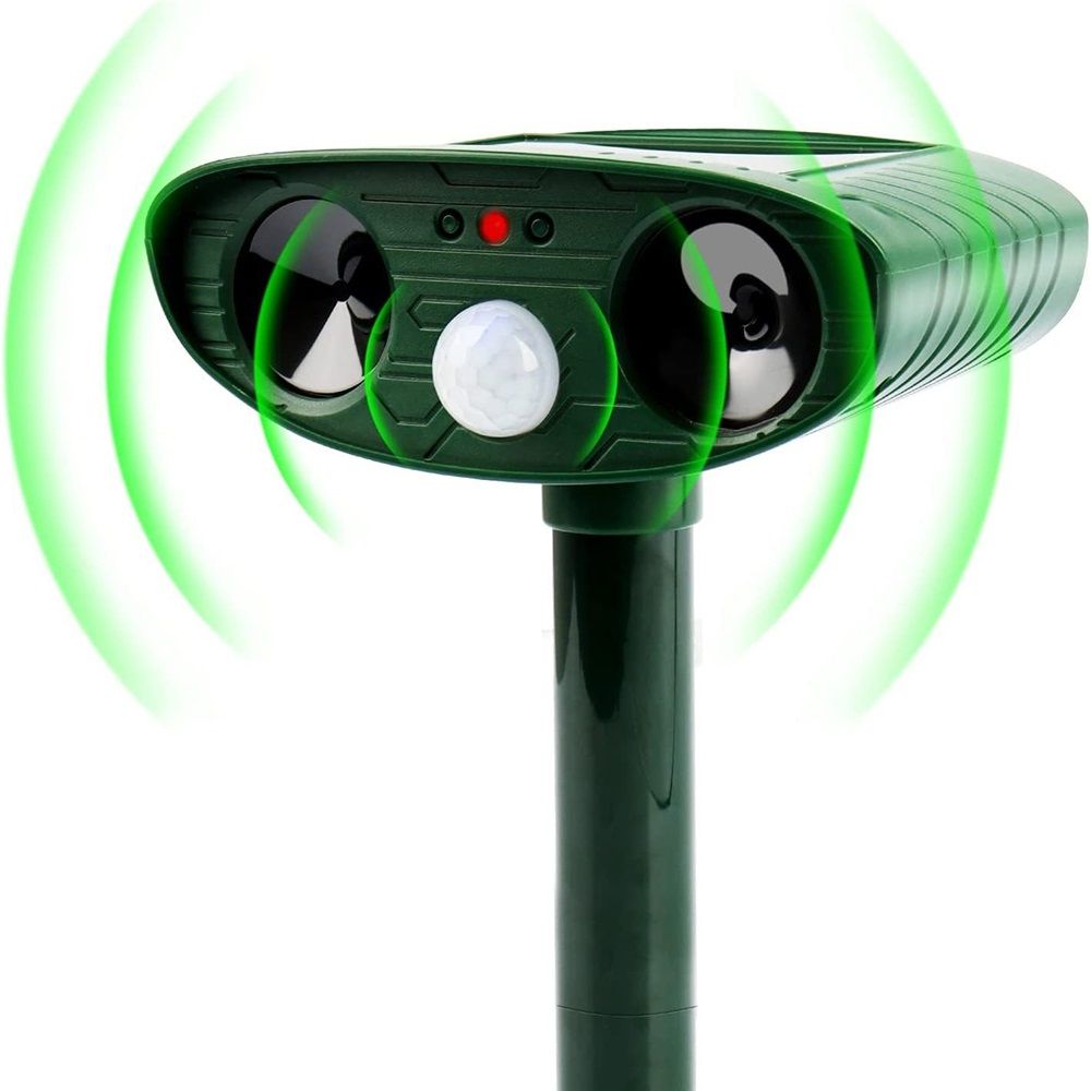 Outdoor Solar Powered - Motion Activated Animal Repeller Ultrasonic, Humane Pest Control for Gardens, Yards to Repel Deer,Raccoons,Squirrels,Skunks,Birds,Rabbits