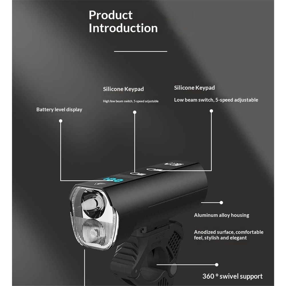 Super Bright Front Bike Light for Night Riding, Bike Headlight USB Rechargeable, Waterproof Front Bicycle Lights, 360° Rotatable