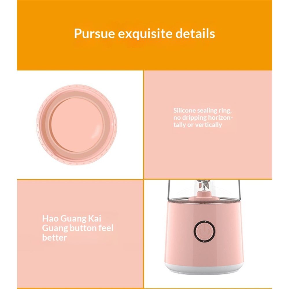 Portable Blender, USB Rechargeable Personal Size Blenders, Smoothie Blender with 6 Blades for Protein & Shakes, Mini juicer for Travel Sports Outgoing, pink（Only juicers are available）